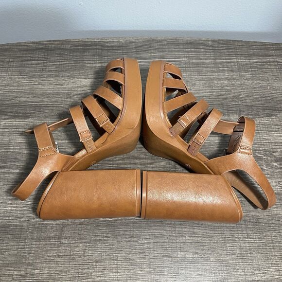 Bamboo Women’s Light Brown Fisherman Platform High Block Heel Sandals Size 8.5 - Picture 6 of 11